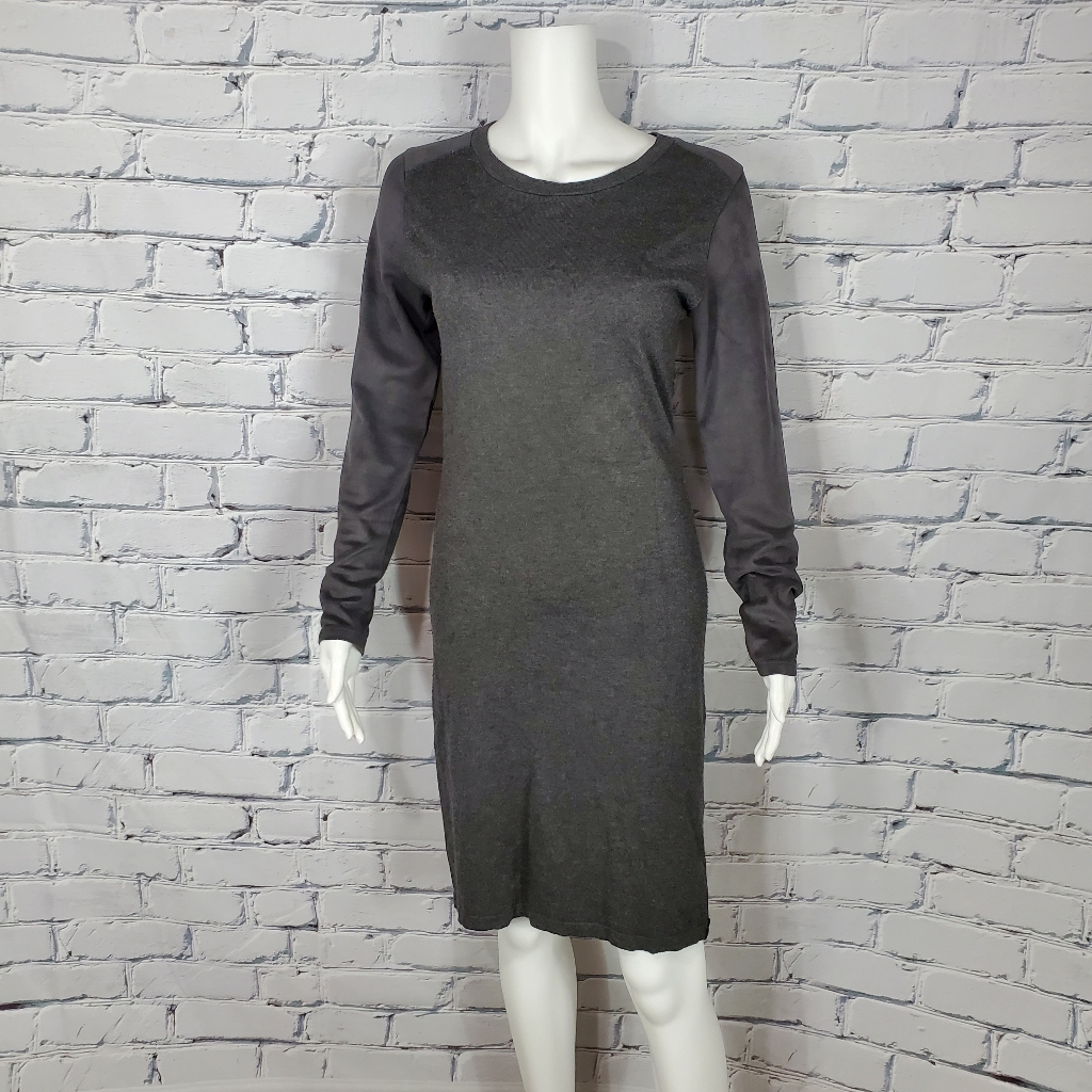 Rudsak Dark Grey Sweater Dress With Faux Suede Sleeves